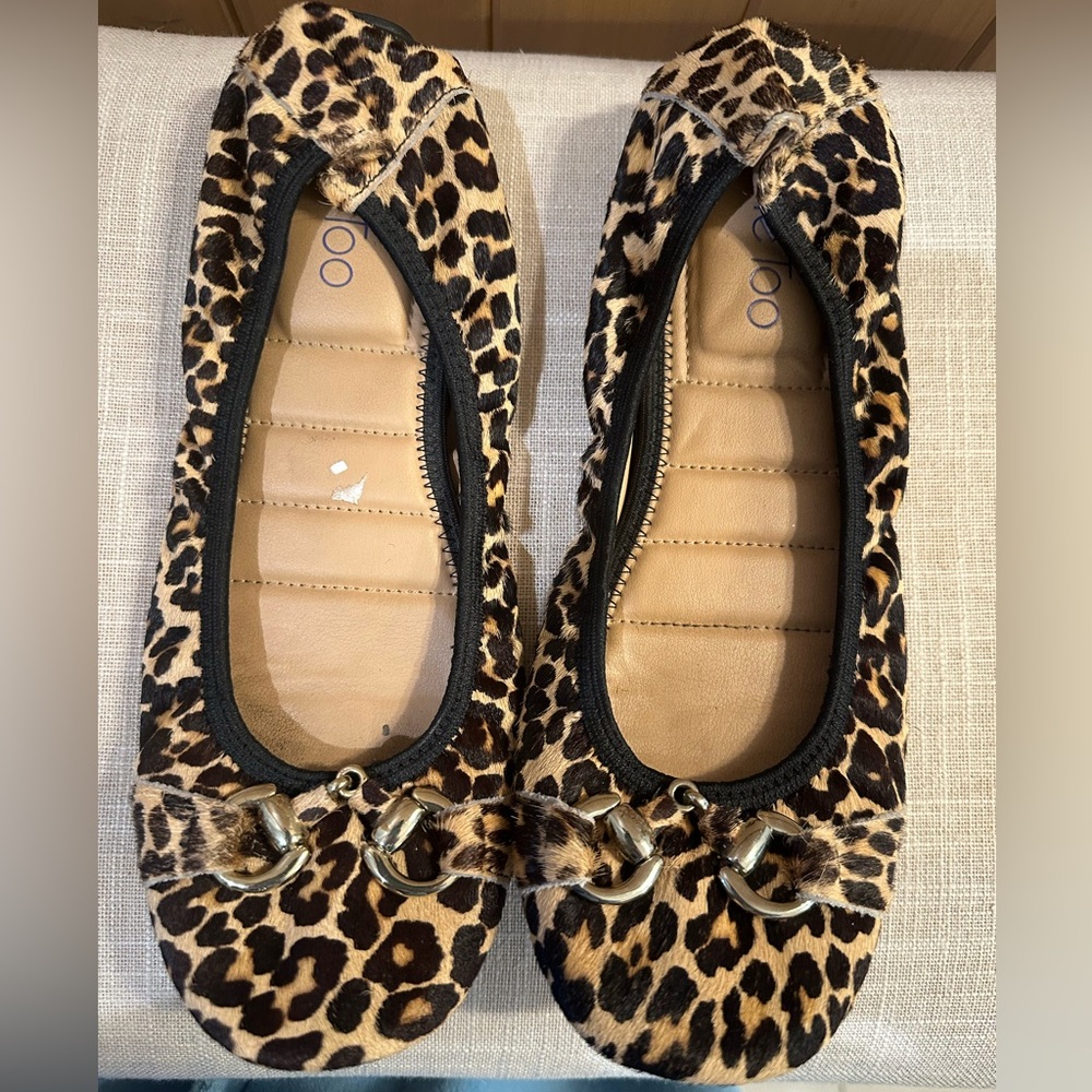 Me Too Leopard Print Flats with Calf Hair